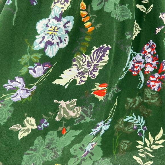 Zadig & Voltaire Theresa Green Floral Printed Silk Blouse Womens Size Small - Picture 12 of 16
